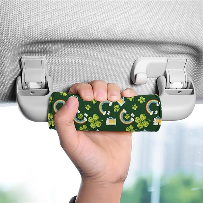 BIGCARJOB Novelty Leaf Print Luggage Handle Cover Set of 2 Pcs St. Patrick Decorative Suitcase Handle Sleeve Door Handle Wraps Travel Accessories Women Men Gifts