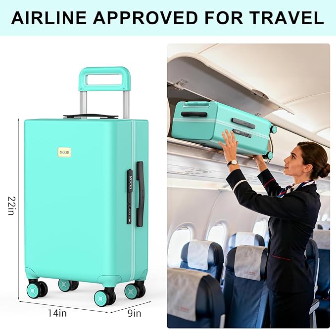 20 Inch Carry-on Luggage Zipperless for Women, Hardside Rolling Suitcase with Spinner Wheels & TSA Lock,PC Lightweight Carry on Luggage Airline Approved 22x14x9 Hard Shell