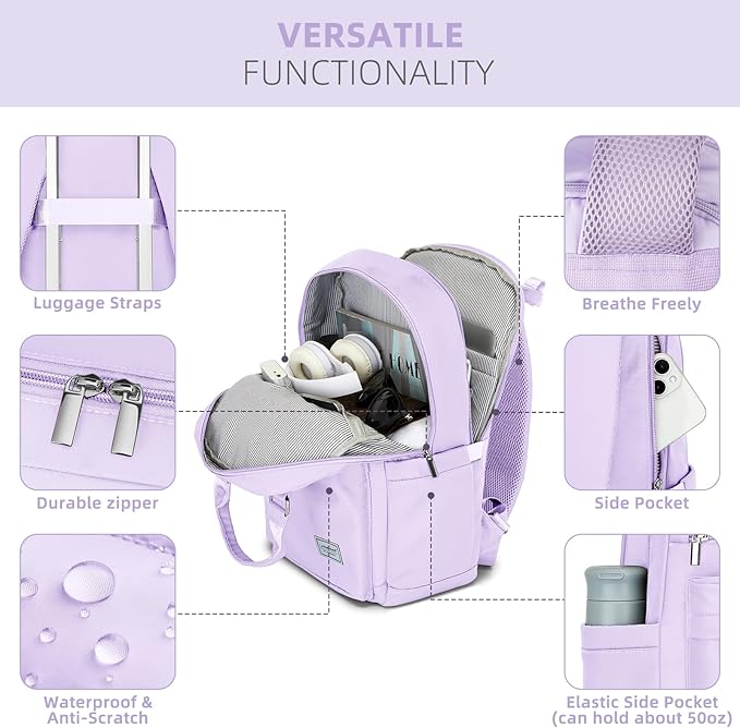 LARVENDER Luggage Sets 3 Piece, Expandable Carry On Luggage 22x14x9 Airline Approved, 20 Inch Hardshell & Lightweight PP Carry On Suitcase for Women with Spinner Wheels TSA Lock, Lavender
