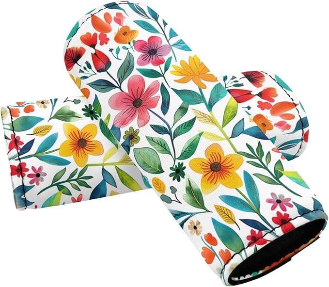 BIGCARJOB Stylish Flower Luggage Handle Wrap Set for Women Girls Luggage Accessories Set 2 Pieces Flower Print Suitcase Handle Sleeve Cover Identifier Travel Bag Wraps
