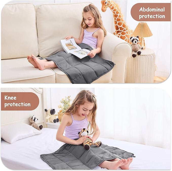 yescool Weighted Lap Pad 2 Pounds Weighted Lap Blanket, Grey Small Weighted Blanket, Weighted Throw Blanket Gifts for Travel Indoor Outdoor, 20"x30"