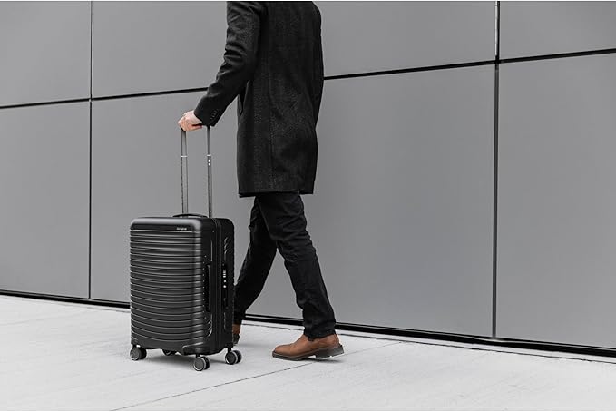 Samsonite Framelock Max Hardside Luggage with Spinner Wheels, Lightweight zipper-less (Asphalt Black, Large Spinner)