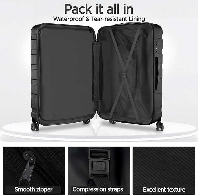 Luggage Sets 11 Piece, Lightweight Hardshell Luggage Large Suitcase with Double Spinner Wheels, Durable ABS Hard Shell Carry on Luggage with TSA-style Combination Lock & Travel Bag (28/24/20/14 Inch)