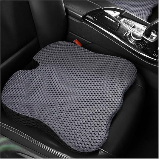 Car Seat Cushion, Auto Gel Infused Memory Foam Cushion for Driver Comfortable Driving Hip Pressure Relief Office Chair, Universal for Vehicles and Office Chairs (Gray/Black)