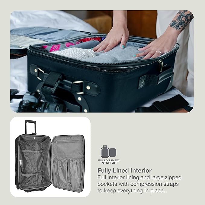 Travel Select Amsterdam Softside Expandable Luggage with Rolling Wheels, Red, 8-Piece Set (15/21/25/29) with Packing Cubes