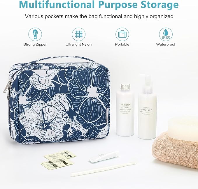 Mossio Hanging Toiletry Bag with Sturdy Hook - Large Portable Cosmetic Makeup Travel Organizer for Men & Women