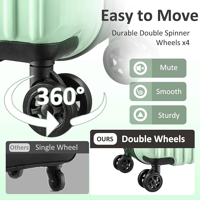 Carry on 20inch Luggage with Spinner Wheels, Lightweight PC+ABS Hard Shell Suitcases, Expandbale Storage & TSA Aprovel Lock