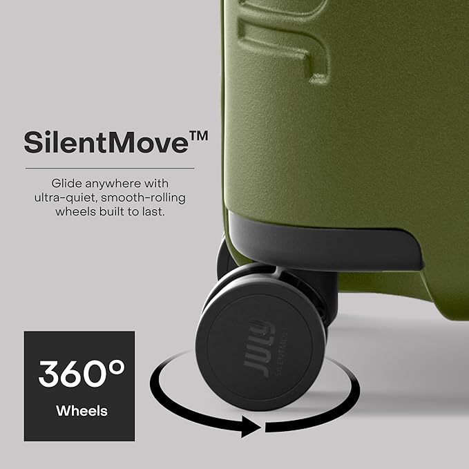 Checked Plus with CaseSafe - 28.75" Trackable TSA Lock Airline Approved Check In Luggage with Wheels, Rolling Suitcase for Men & Women - Silent Spinner Wheels, Y-Strap - Moss