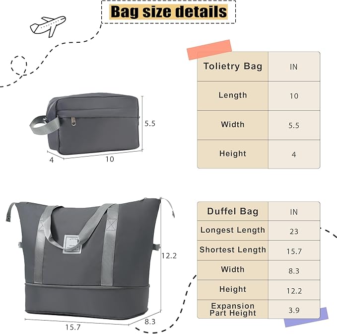 Grey 5 Piece Softside Luggage Sets, Expandable Lightweight Suitcase Sets Double Softshell Spinner Wheels Travel Luggage Set for Women and Men
