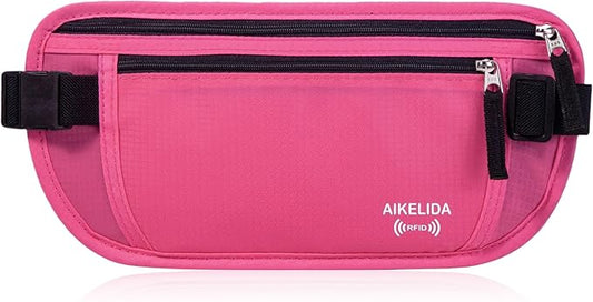 Travel Money Belt - Slim Passport Holder Travel Wallet with RFID Blocking Travel Pouch Undercover Fanny Pack for Women