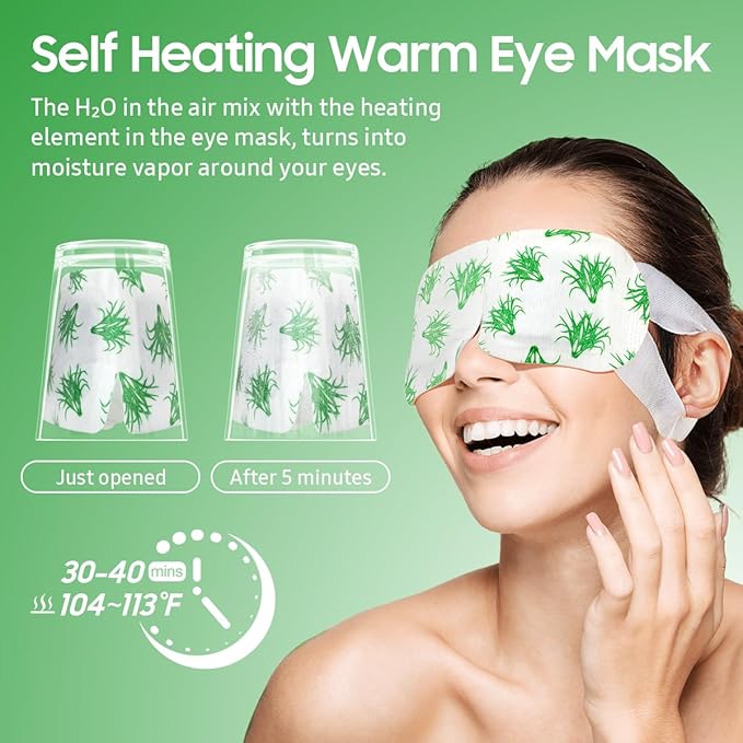 30Packs Steam Eye Mask, Heated Eye Mask Warm Compress for Eyes, Self Heating Disposable Steam Mask for Home Sleep, Spa, Travel Essentials & Relaxation Gifts, Stocking Stuffers (Lemongrass)