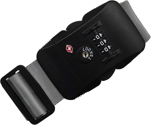 Heavy Duty Luggage Straps TSA Approved with Lock Adjustable Travel Belt for Suitcases (Grey)