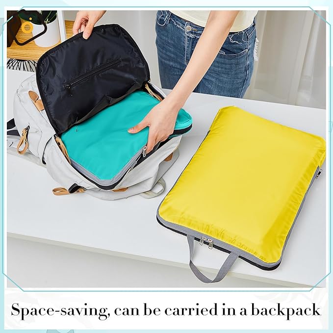 Hosuly 6 Pcs Ultralight Compression Packing Cubes for Travel 17.3 x 12.6'' XL Large Expandable Luggage Organizers for Save Space Family Long Trips (Colorful)