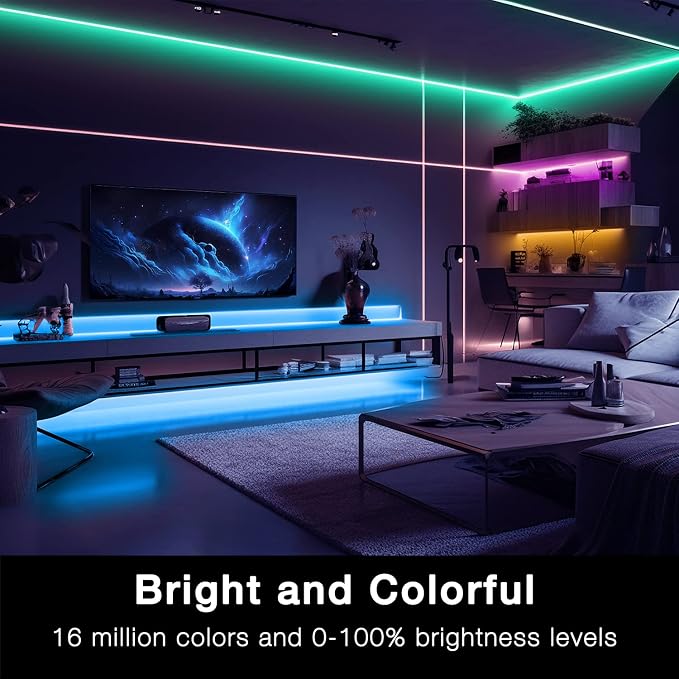 DAYBETTER Smart WiFi Led Lights, Tuya App Controlled, Work with Alexa and Google Assistant, Timer Schedule, RGB Strip Color Changing Décor for Bedroom Party Kitchen, 50ft | Tuya App controlled with schedule Works with Alexa and Google Music sync RGB co...