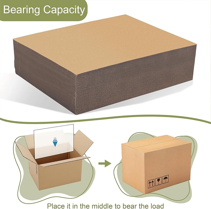 50 Pack Corrugated Cardboard Sheets 8.5x11 Inch, 1.7mm Thick Flat Cardboard Paper, Inserts Filler Pads for Crafts, Packing, Mailing and Shipping.