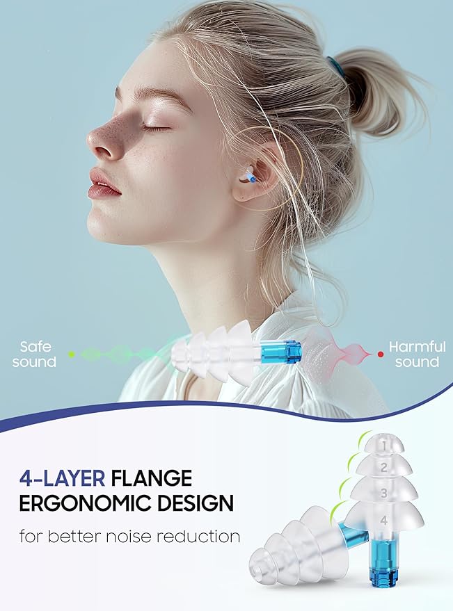 Ear Plugs for Airplane Pressure Relief, Kids 6+, Adults/Small Canal Reusable Airplane Earplugs 26dB, with Silicone Connector Cord, Travel Essentials for Flying, Ear Protection Earplugs