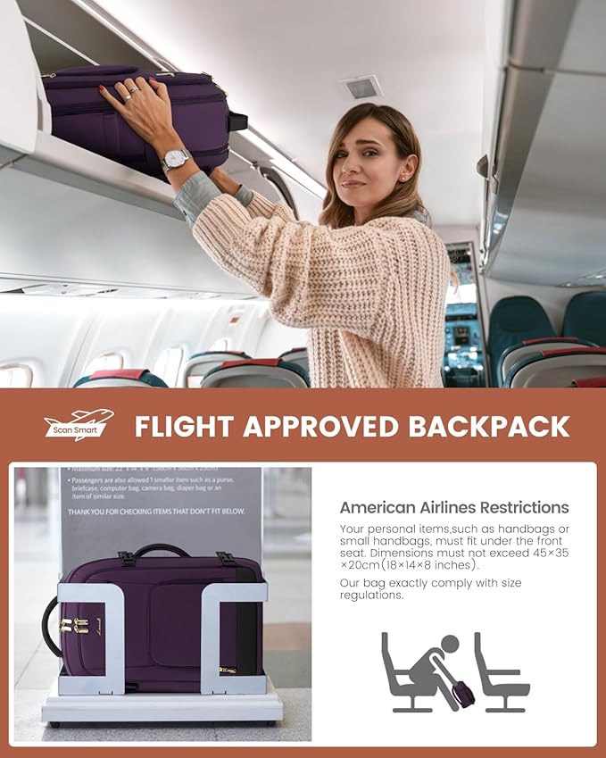 LOVEVOOK Carry On Travel Backpack For Women Flight Approved, 50L Large Personal Item Backpack Travel Bag for Airplanes, Business 18 Inch Laptop Backpack, Weekender Overnight Daypack, With 3 Cubes
