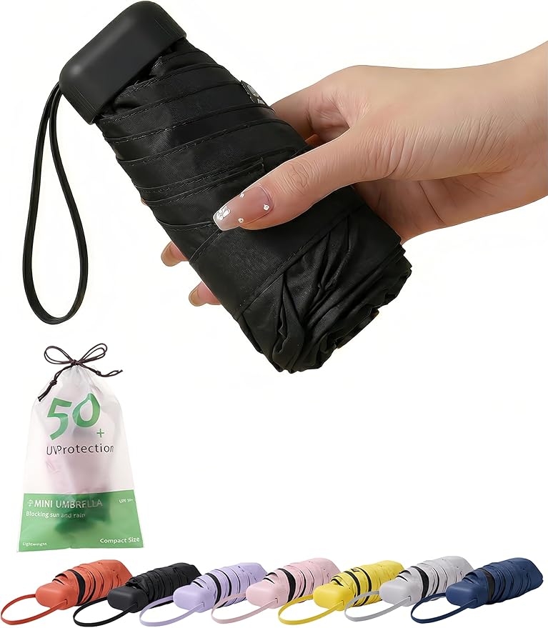 BAODINI Mini Travel Umbrella Small Compact UV Blocking Manual Open Close Portable Sun Protection for Women Kids and Men