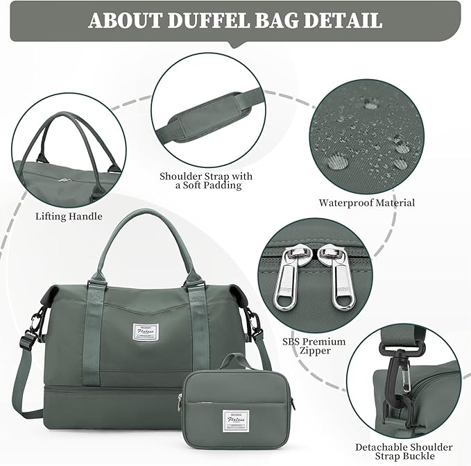 Weekender Bags for Women,Personal Item Travel Bag with Shoes Compartment,Overnight Travel Duffel Bag with Toiletry Bag,Medium