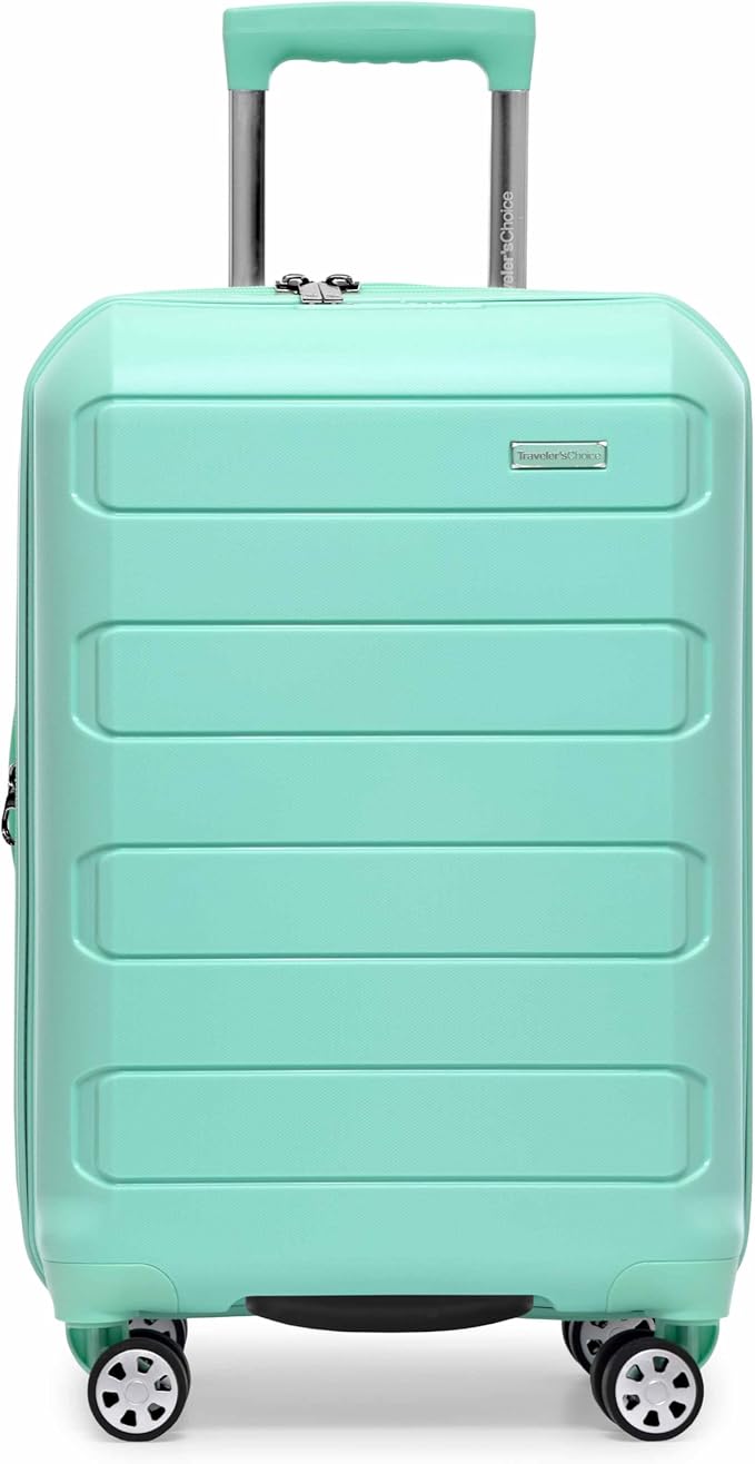 Traveler's Choice Pagosa Hardshell Expandable Luggage with Spinner Wheels, Mint, 2-Piece Set (22/26)