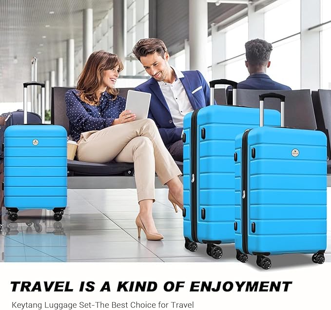 Classic 3-Piece Luggage Set with TSA Lock, Lightweight Suitcase with Spinner Wheels, Hardshell Expandable Carry-On Luggage, 20/24/28 inch, Blue