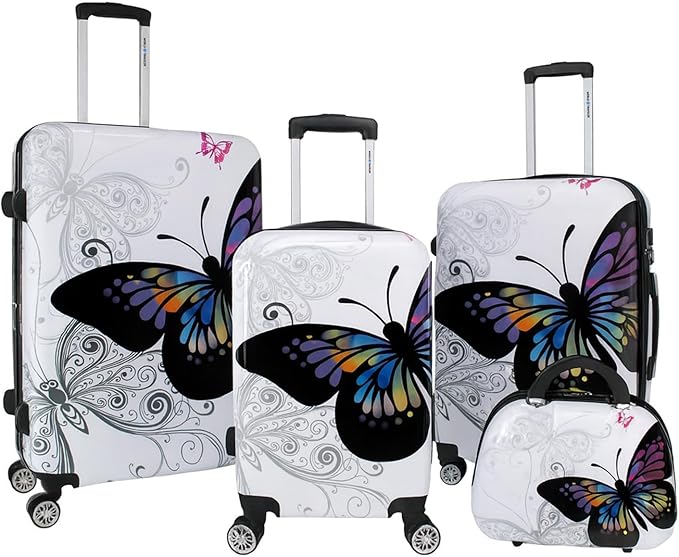 World Traveler Butterfly Luggage, 4-Piece Set