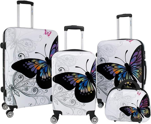 World Traveler Butterfly Luggage, 4-Piece Set