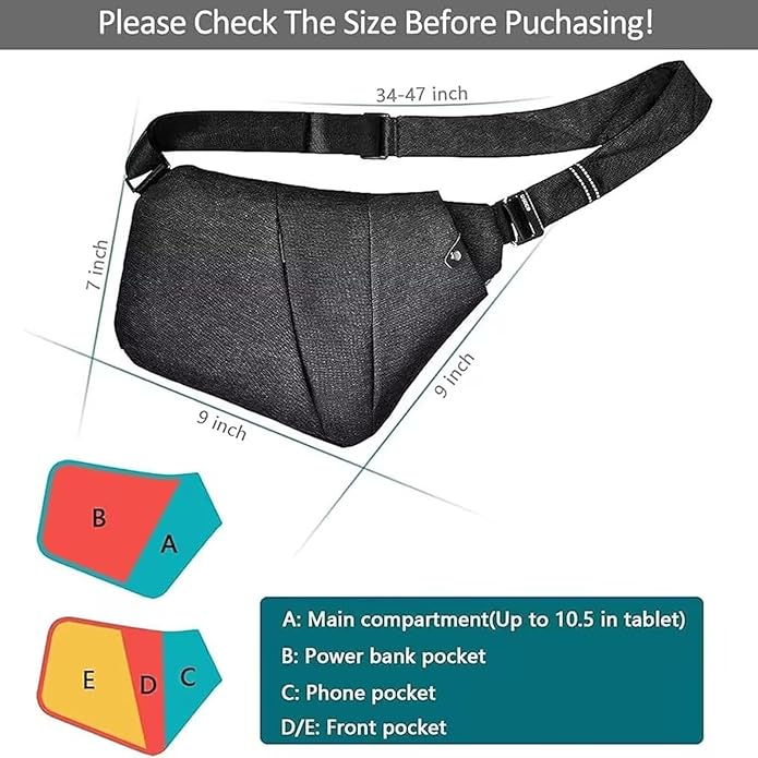 OSOCE Crossbody Sling Bag, Water-Resistant Anti Theft Chest Pack, Minimalist Commuter Daypack for Travel Hiking Work