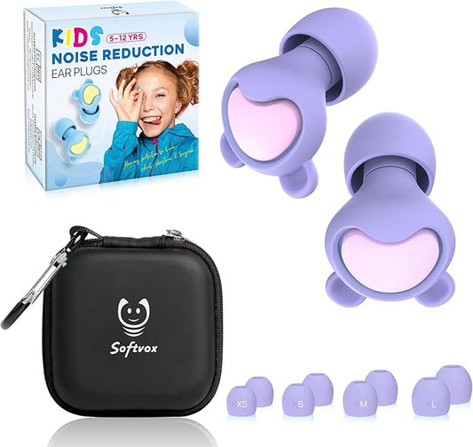 Kids Ear Plugs (6+yrs) - Reusable Everyday Noise Relief Earplugs for Small Ear Canal, Kids Ear Protection for Concerts, Travel, Focus, Socializing, School, Sleep, Sensitivity –26 dB Noise Reduction