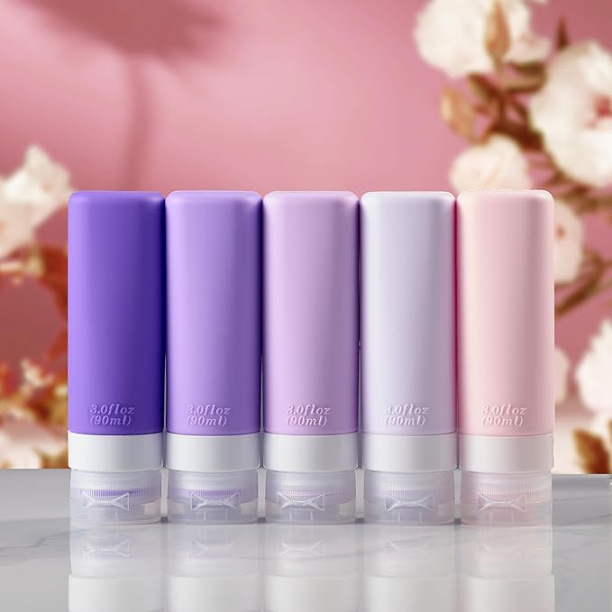 INSFIT Travel Bottles for Toiletries, TSA Approved 3oz Travel Size Toiletries, BPA Free Leak Proof Squeezable Silicone Tubes Travel Essentials for Shampoo Conditioner Lotion Soap