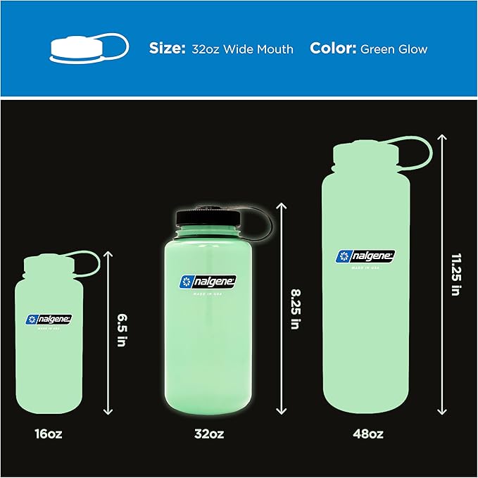 Nalgene 32 oz Wide Mouth Water Bottle | BPA-Free, Durable & Leak Proof, Lightweight Bottle for Hiking & Gym, Work & Travel