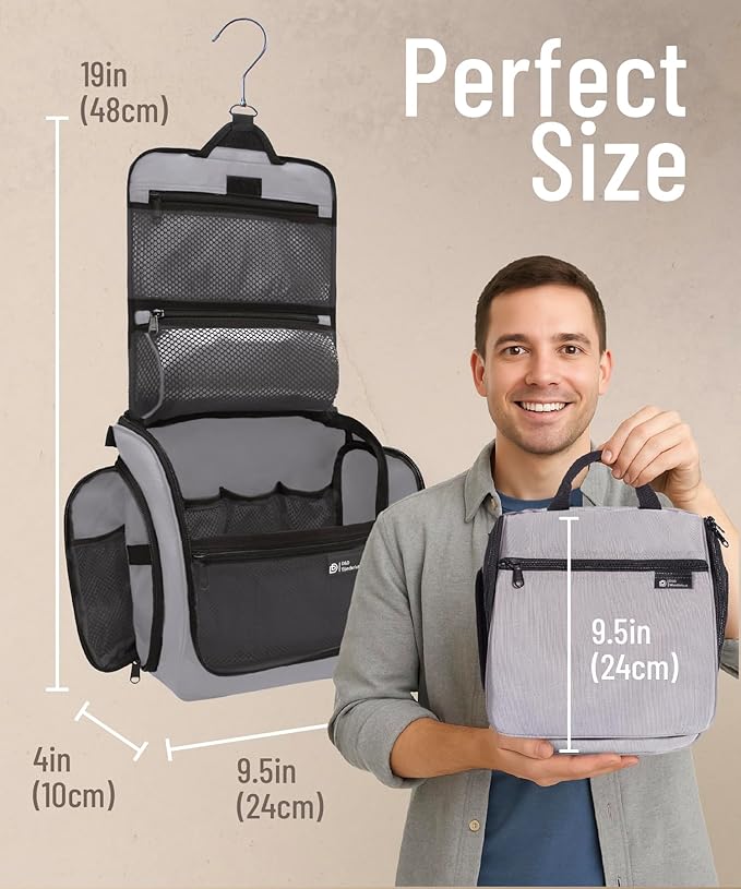 D&D Wanderlust D&D Hanging Travel Toiletry Bag for Men and Women – Cosmetics, Makeup and Toiletries Organizer Kit with 10 Compartments