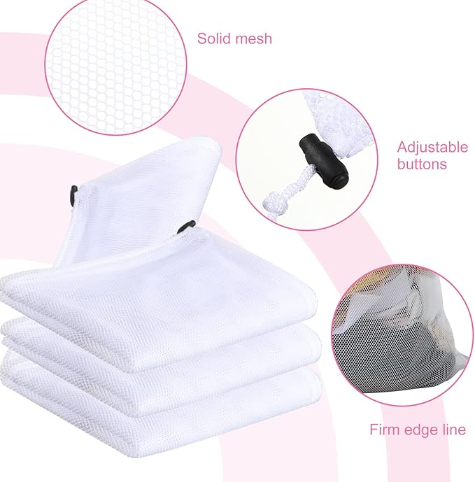 Berlune Large Mesh Laundry Bags, 24 x 36 Inch Bulk Wash Set with Drawstring for Commercial Use, Dorms, Vacation Rentals, Laundromats, Apartments & Facilities(White,30)