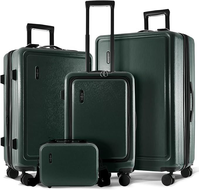 Hard Shell Luggage Sets with Spinner Wheels 4 Piece, Expandable Large Suitcases with TSA Lock, Travel Large Suitcase Set, Green Luggage Set
