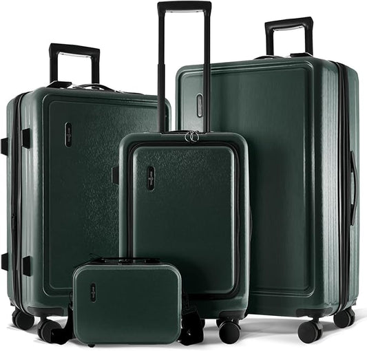 Hard Shell Luggage Sets with Spinner Wheels 4 Piece, Expandable Large Suitcases with TSA Lock, Travel Large Suitcase Set, Green Luggage Set