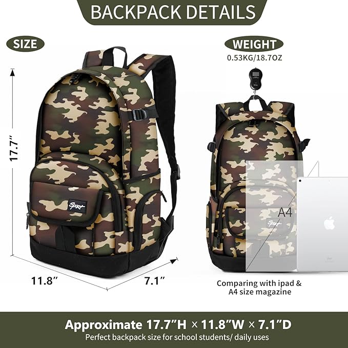 rickyh style School Backpack Travel Bag for Men & Women Lightweight College Back Pack with Laptop Compartmen