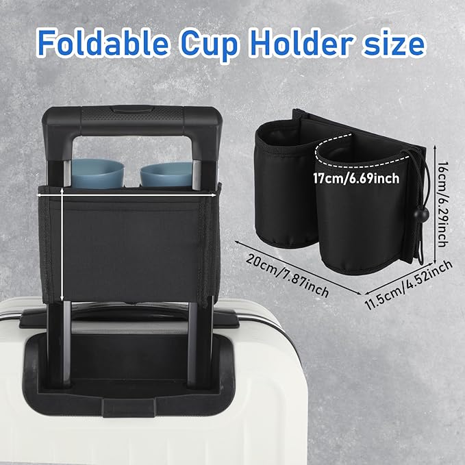 Yolev Luggage Cup Holder for Suitcases - Black Cup Holder for Luggage - Suitcase Accessories for Flight Attendants & Business Travelers