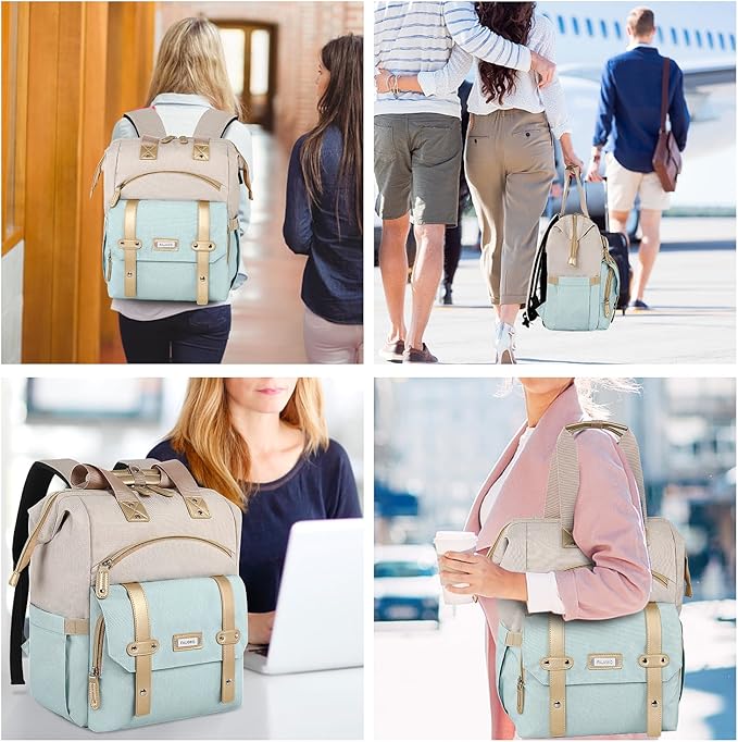 FALANKO Laptop Backpack for Women,17 inch Computer Backpack for Work School Nurse Teacher Business College with Laptop Compartment,RFID, Water-resistant Large Wide Open Travel Backpack Bookbag