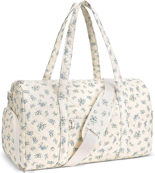 Gym Bag for Women, Cute Duffle Bag, Quilted Duffle Bag for Travel, Floral Duffle Bags, Weekend Bag with Zipper Pocket Dance Bag Organizer