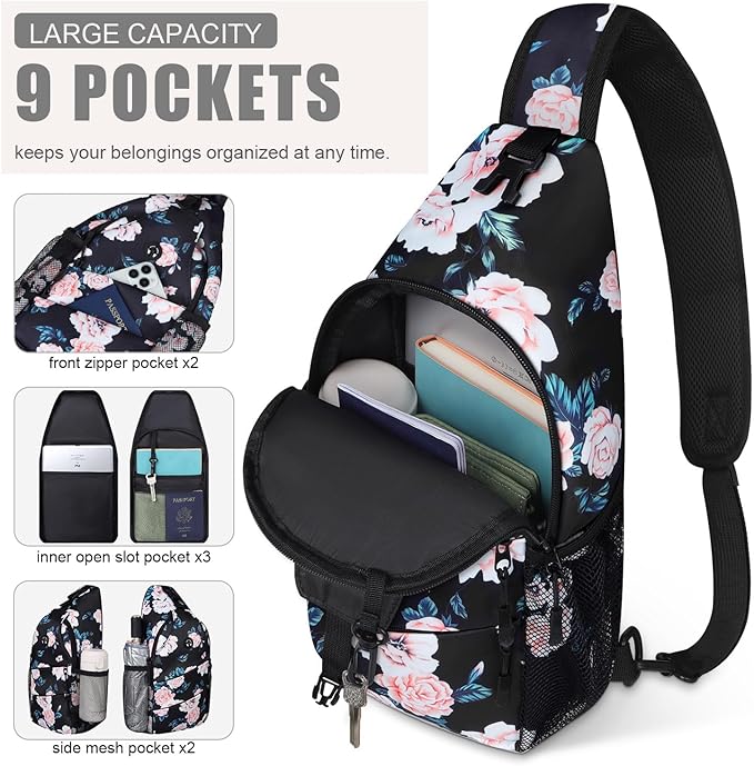 Crossbody Bags for Women Men Trendy Sling Bag Backpack Casual Chest Bag with Convertible Shoulder Strap