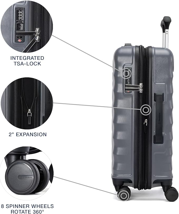 Travelpro Maxlite Air V2 Hardside Expandable Carry on Luggage, 8 Spinner Wheels, Lightweight Hard Shell Suitcase, TSA lock, Shadow Grey, Carry On 20-Inch