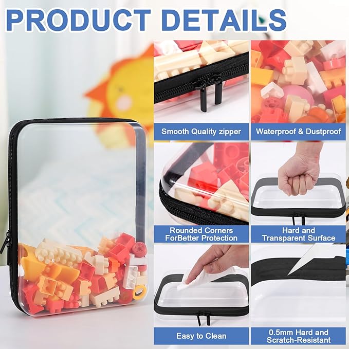 3 Pack Clear Hard Shell Zipper Case, Clear Zipper Pouches Waterproof Makeup Organizer & Travel Toiletry Bag, Plastic Pouch for Travel Office Storage, 3 Pack, LSS