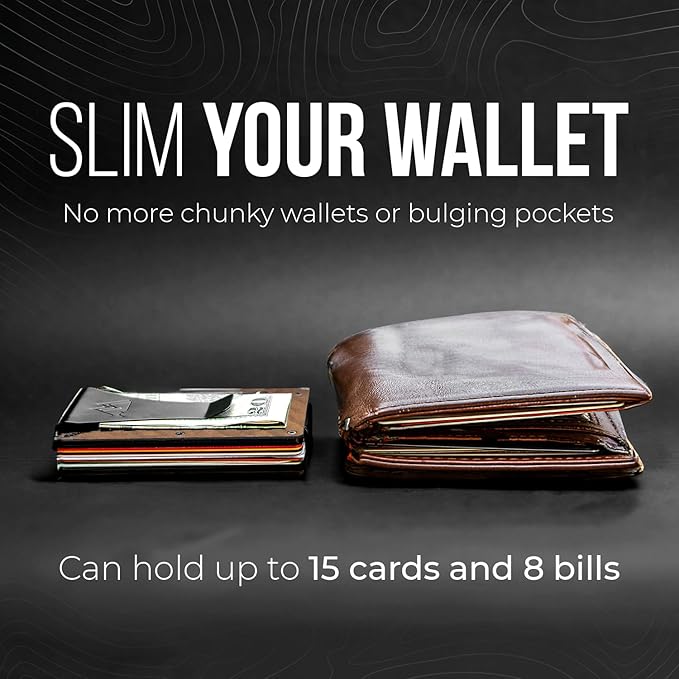 Mountain Voyage Co Minimalist Wallet for Men - Slim RFID, Scratch Resistant, Natural Walnut Wood Credit Card Holder & Money Clip, Easily Removable Money & Cards, Mens Wallets