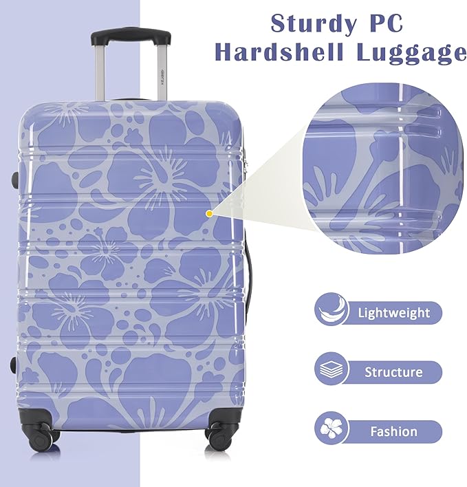 Merax Luggage Sets 3 Piece, Hardside Suitcase Set with Spinner Wheels, Lightweight 20+24+28 IN Suitcase with Carry on Luggage, Blue