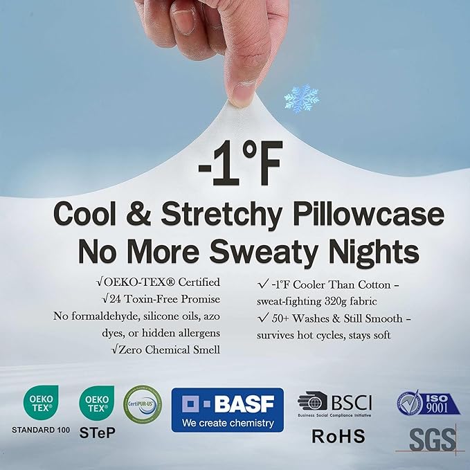 Cervical Neck Pillow - Side Sleeper Pillow for Neck Pain Relief, Soft Ergonomic Memory Foam Pillows Ice Silk Zipperless Pillowcase, Eco-Friendly and Durable Material