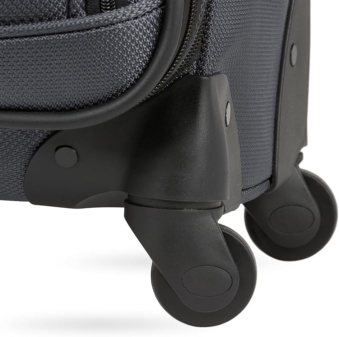 SWISSGEAR Sion Softside Expandable Spinner Luggage Durable Lightweight Travel Suitcase, Dark Grey, Checked-Medium 25-Inch