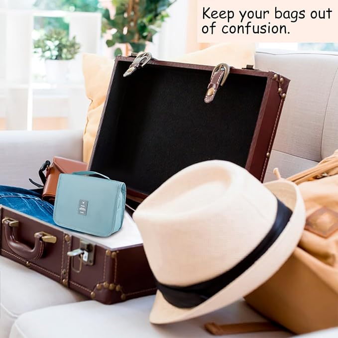 Foldable Hanging Travel Toiletry Bag,Waterproof Portable Travel Bags, Multifunction Travel Makeup Cosmetic Bag Organizer with Hanging Hook (Blue)