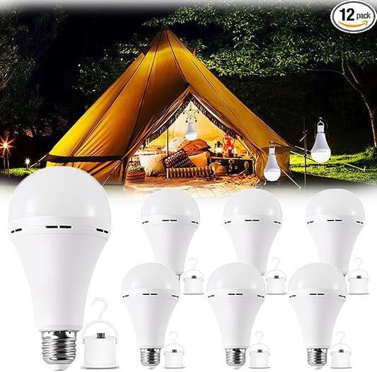6Pack Rechargeable Emergency Light Bulbs, E26 LED Bulb 3 Mode Adjustable Brightness, Power Outage Light Bulb, Blackout Emergency Lighting for Home, Storm, Camping, Hurricane Preparedness
