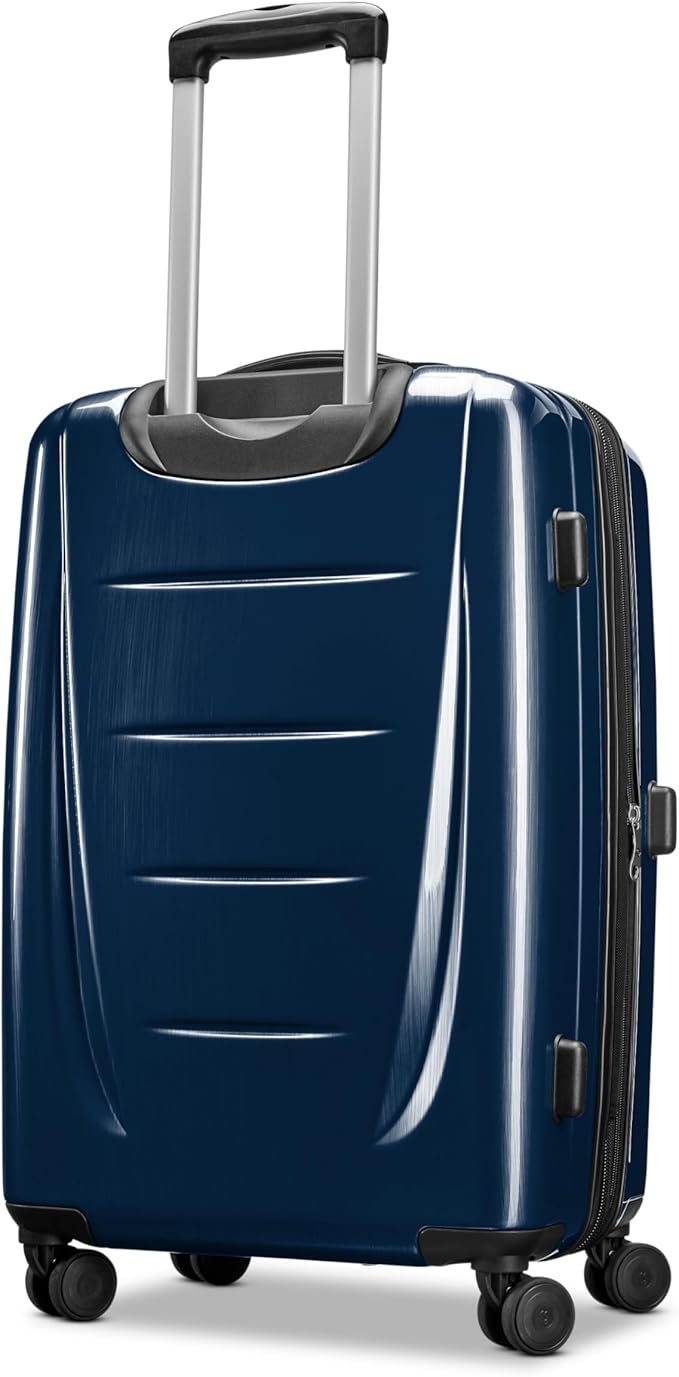 Samsonite Winfield 2 Hardside Expandable Luggage with Spinner Wheels, Navy, Checked-Medium 24-Inch