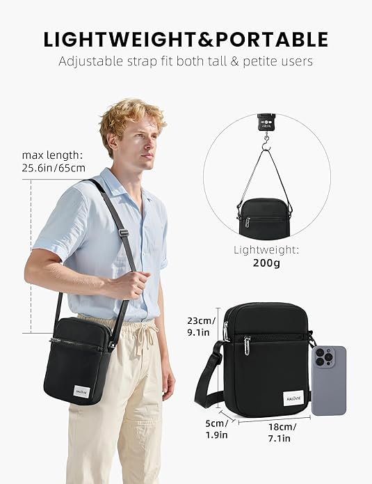 HALOVIE Small RFID Anti Theft Crossbody Bag Lightweight Sling Cross Body Bag Purse for Women Men for Travel Daily